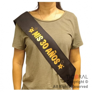 BANDA MIS 30 A�OS NEGRO Y ORO x 5 UNIDADES